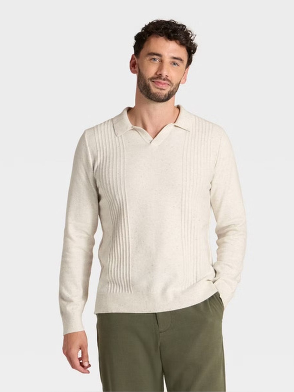M08 Goodfellow & Co Men’s Soft Knit Johnny Collar Polo Sweater - Size: Small